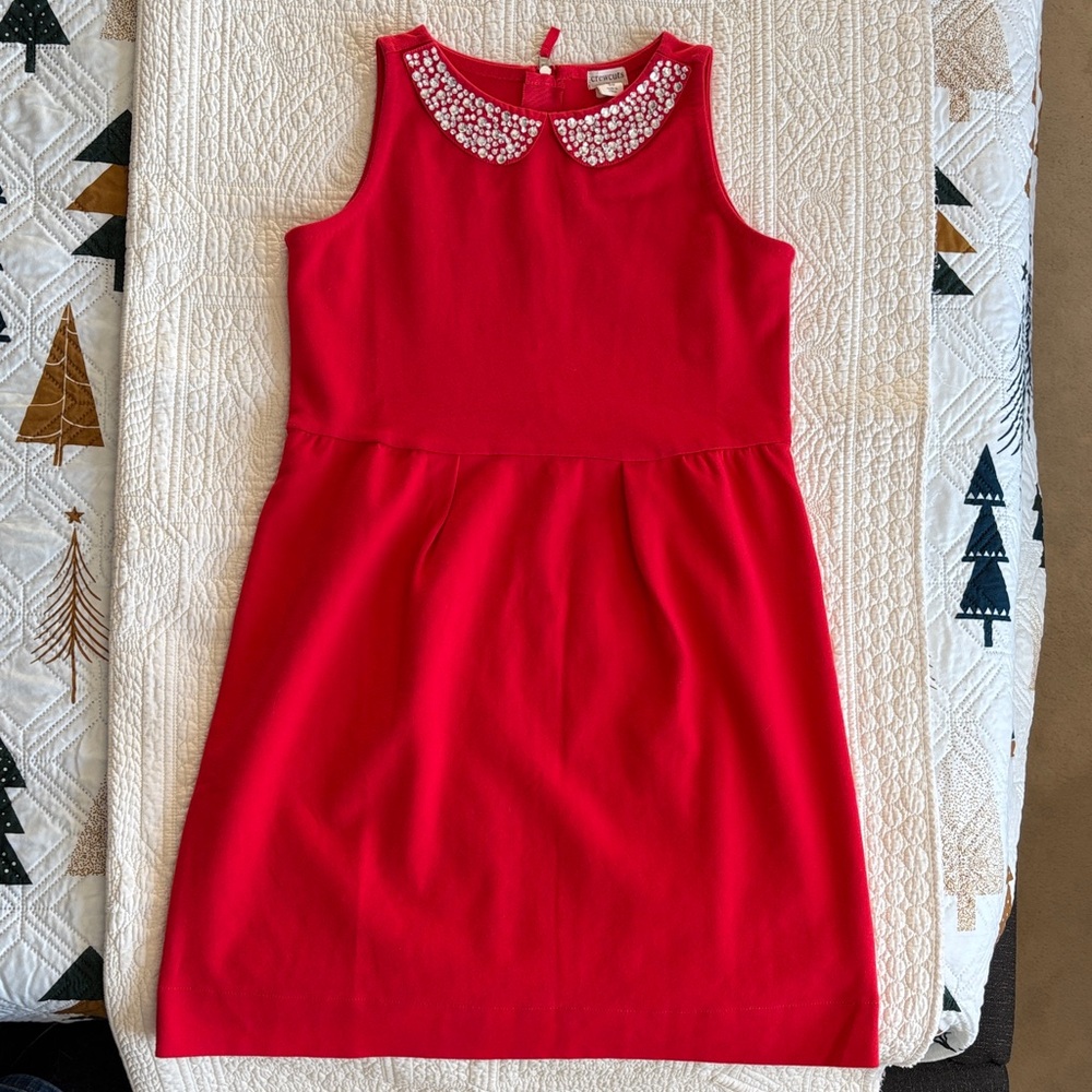Crewcuts Red Kids Dress with Beaded Collar